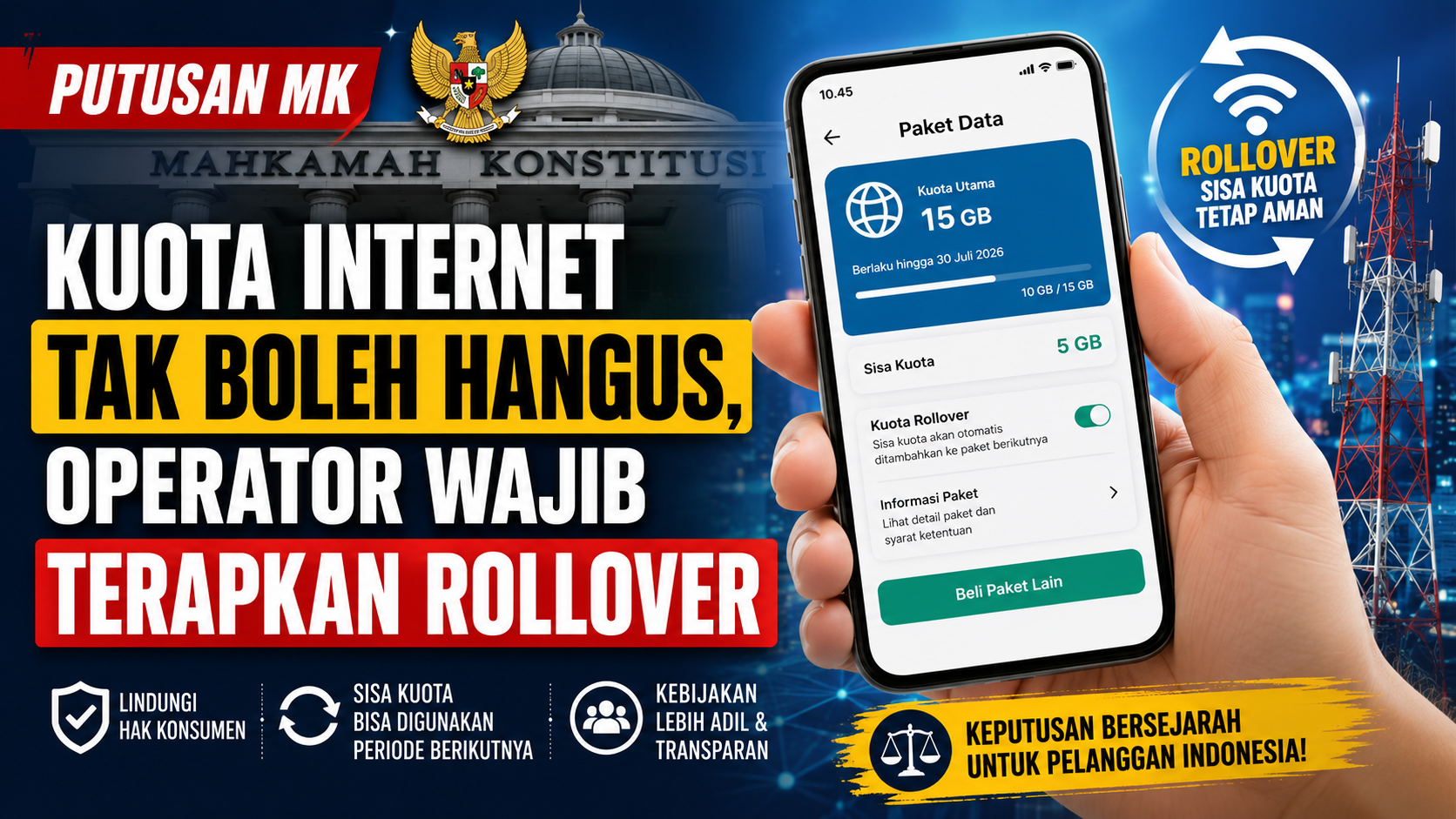 MK Putuskan Kuota Internet Tak Boleh Hangus, Operator Wajib Terapkan Rollover