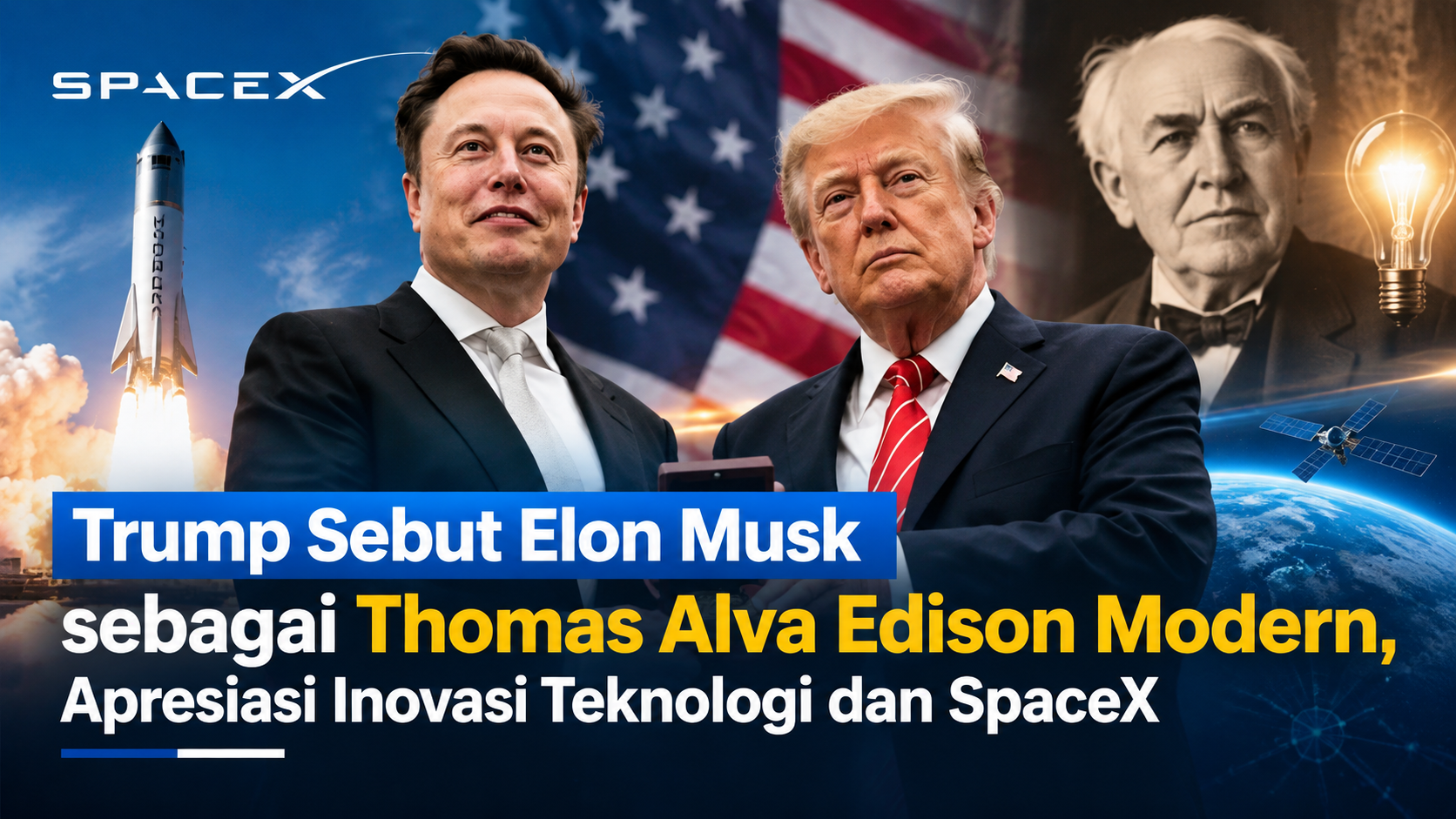 Trump Sebut Elon Musk sebagai Thomas Alva Edison Modern, Apresiasi Inovasi Teknologi dan SpaceX